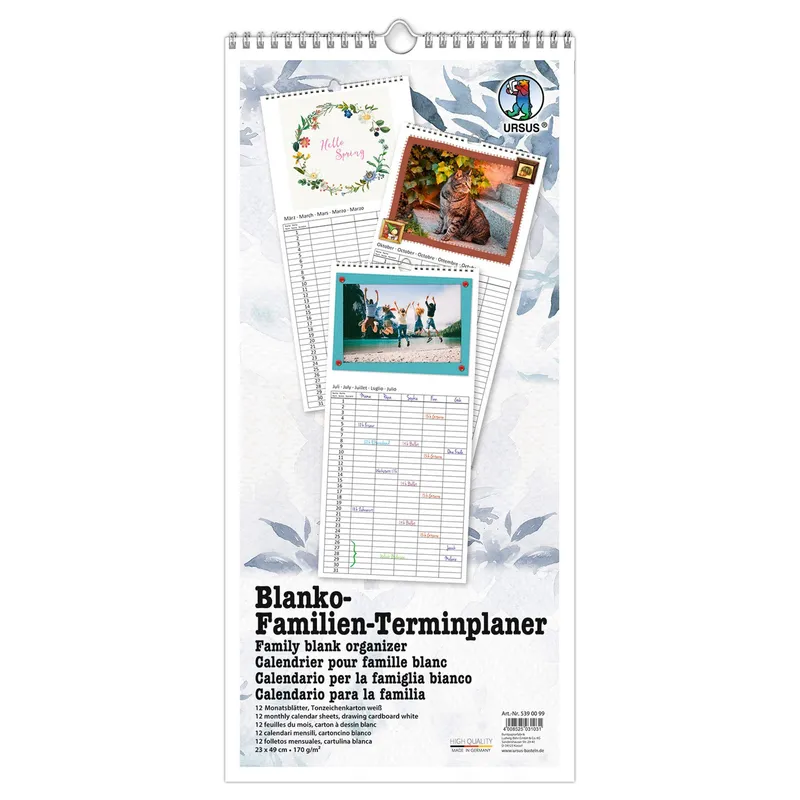 Familienkalender 23 x 49 cm weiß