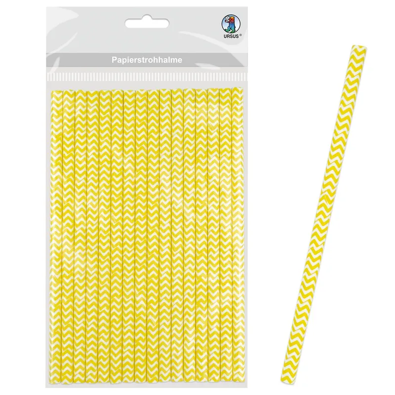 Papierstrohhalme "Chevron" mittel ø 0,8 cm - 16 Stück