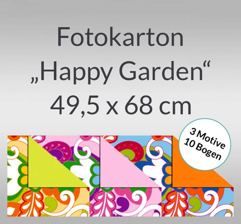 Fotokarton "Happy Garden" 49,5 x 68 cm - 10 Bogen sortiert