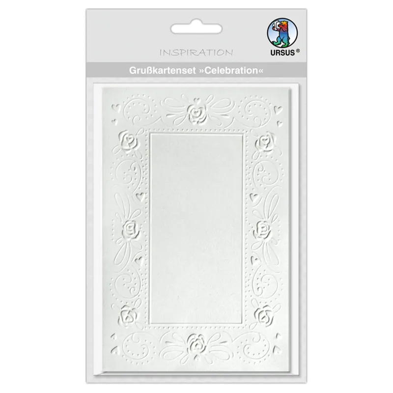 Grußkarten-Set "Celebration" weiß Flora - 5 Stück