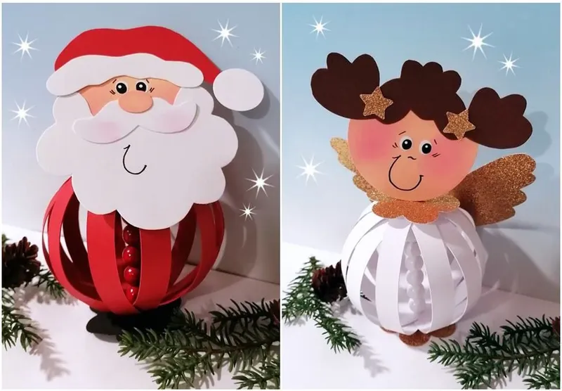 Weihnachtsfiguren aus Papierstreifen — Buntpapierwelt