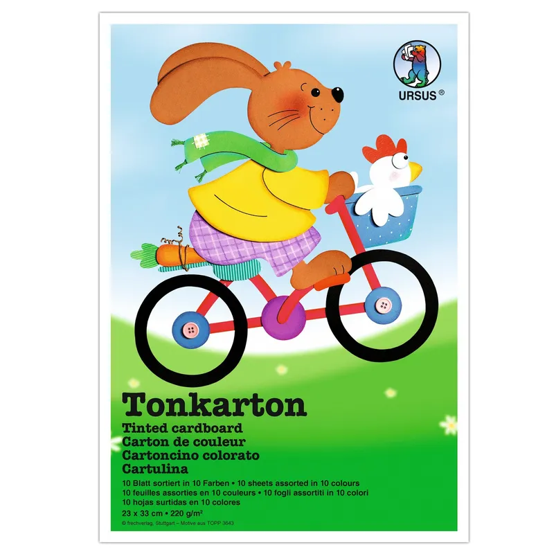 Tonkarton 220 g/qm 23 x 33 cm - 10 Blatt sortiert