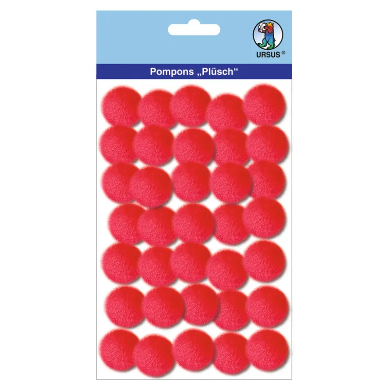 Pompons "Plüsch" 25 mm rubinrot