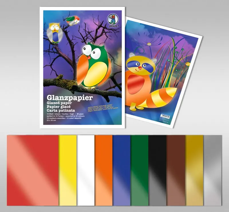 Glanzpapier gummiert 80 g/qm 35 x 50 cm - 20 Blatt in 10 Farben