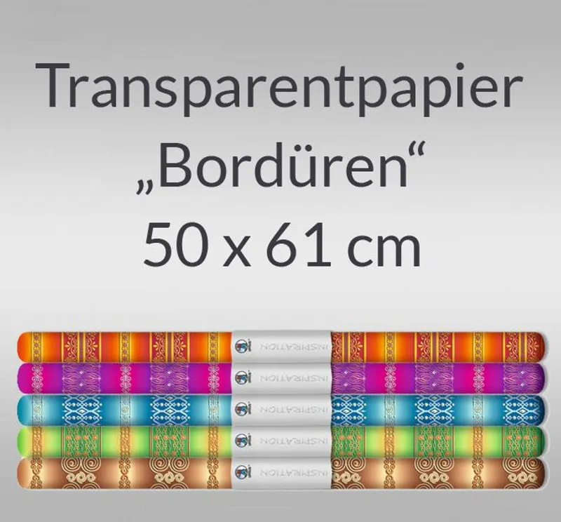 Transparentpapier "Bordüren" 50 x 61 cm - 5 Rollen