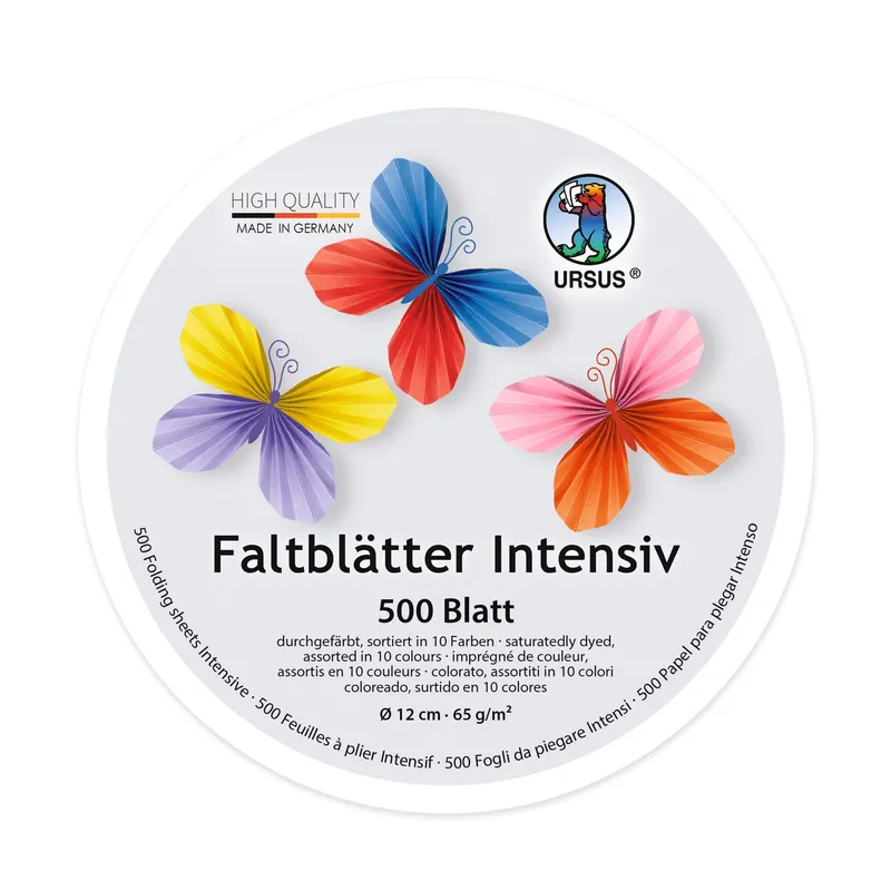 Faltblätter intensiv 65 g/qm ø 12 cm - 500 Blatt sortiert