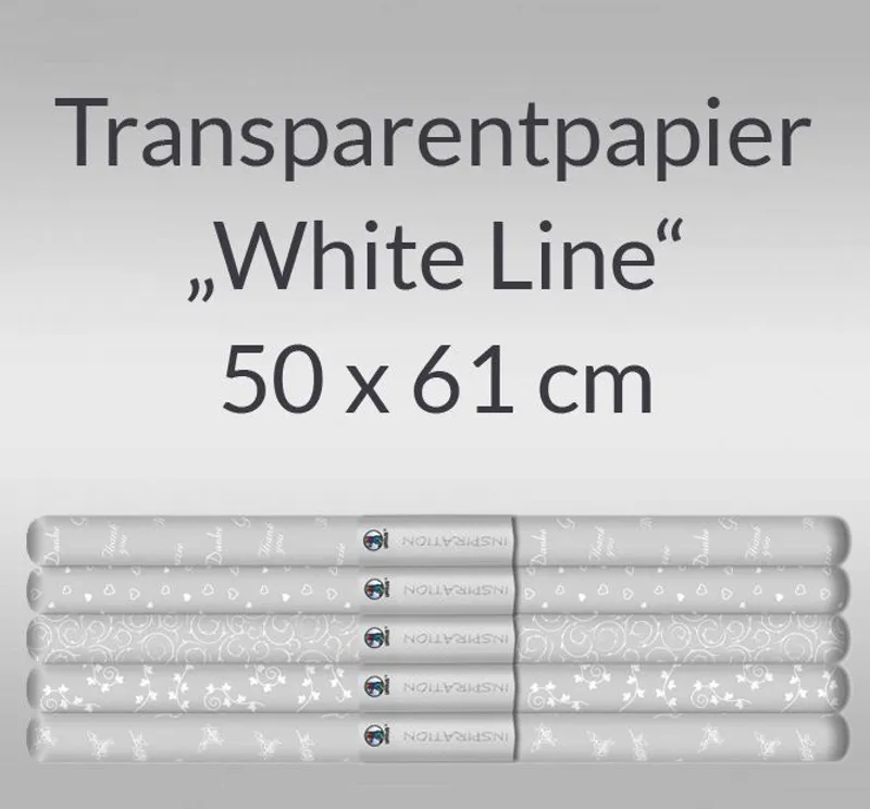 Transparentpapier "White Line" 50 x 61 cm - 5 Bogen sortiert