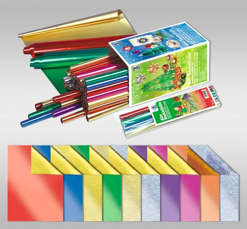 Alu-Bastelfolie 90 g/qm 30 x 50 cm - 4 Rollen sortiert