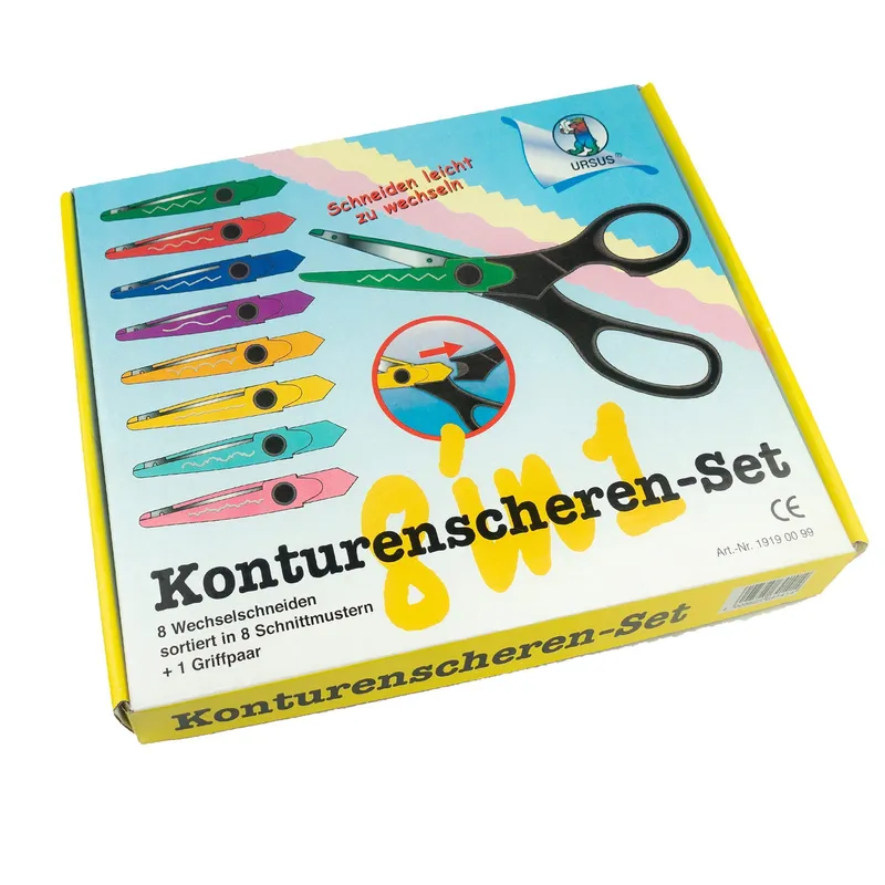 Konturenscheren Set mit 8 Wechselschneiden