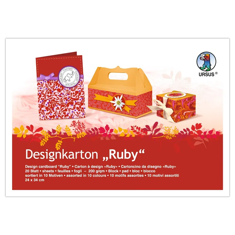 Designkarton "Ruby" DIN A4 - 20 Blatt