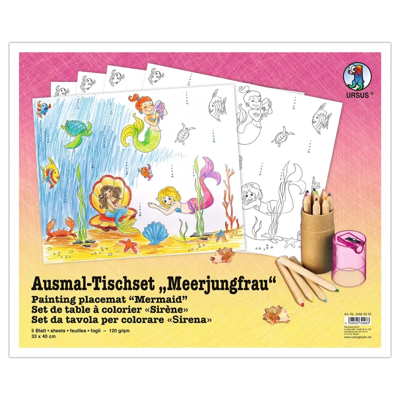 Ausmal-Tischset "Meerjungfrau"