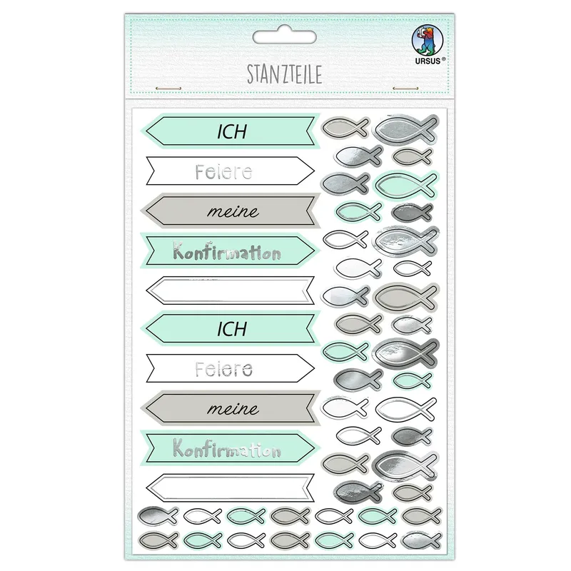 Stanzteile "Meine Konfirmation", 312 Stanzteile, mint/taupe