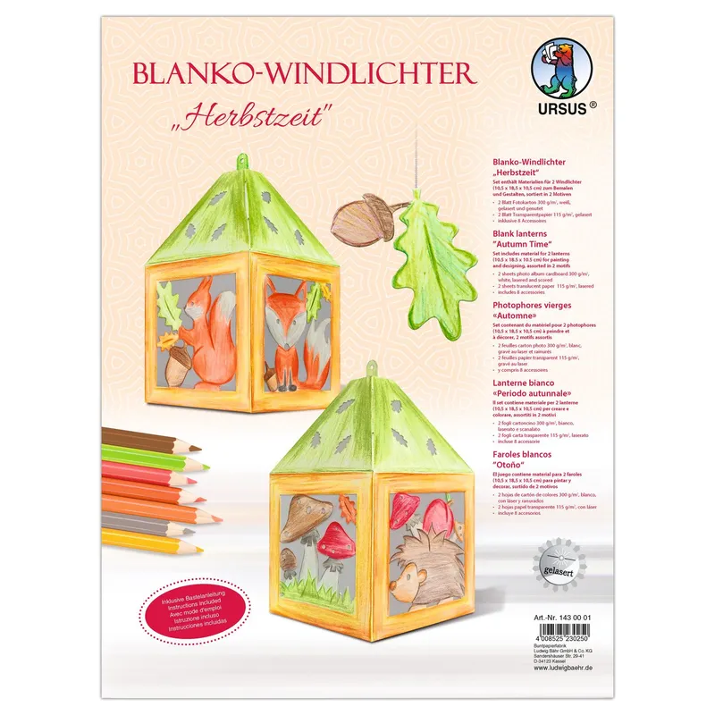 Blanko-Windlicht "Herbstzeit"