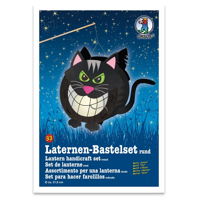 Laternen-Bastelset "Katze" rund 33