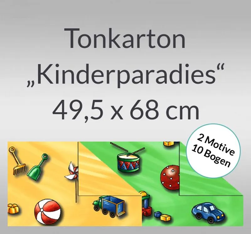 Tonkarton "Kinderparadies" 220 g/qm 49,5 x 68 cm - 10 Bogen sortiert