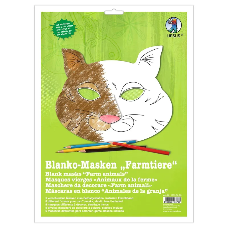 Blanko-Masken "Tier- und Fabelwelt"
