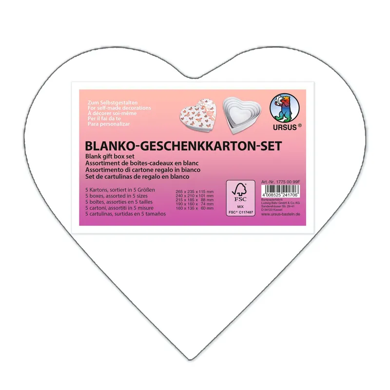 Blanko-Geschenkkarton-Set "maxi" Herz