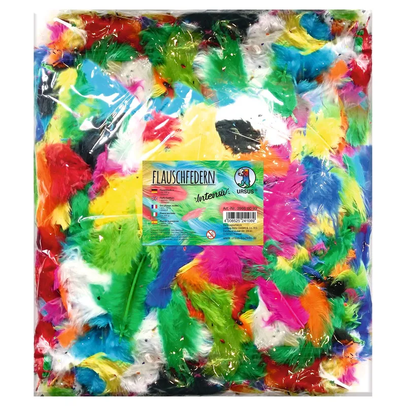 Flauschfedern, 100 Gr. Farben intensiv