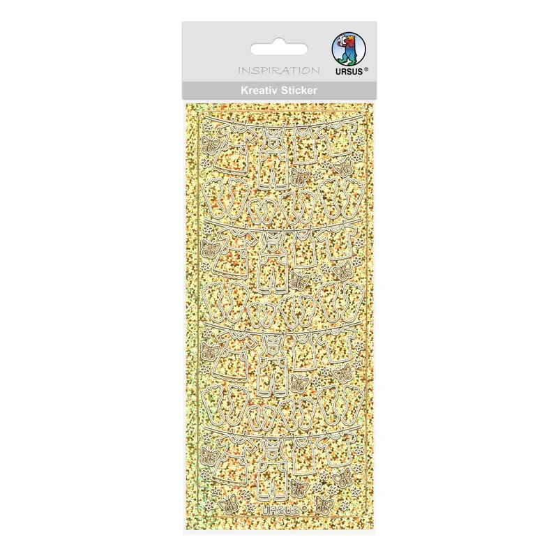 Hologramm Sticker "Wäscheleine" gold