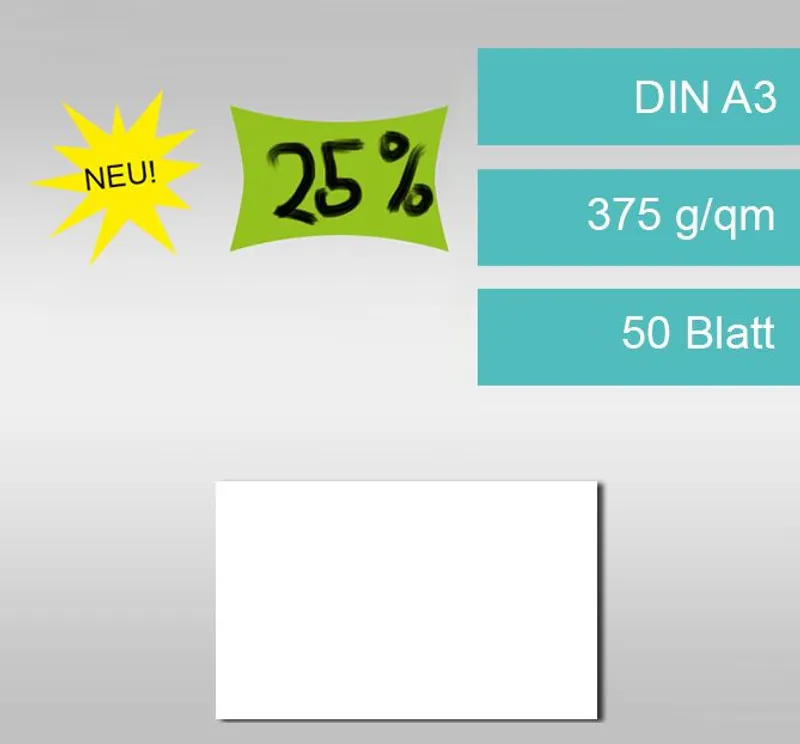 Preisschilderkarton 375 g/qm weiß - 50 Blatt