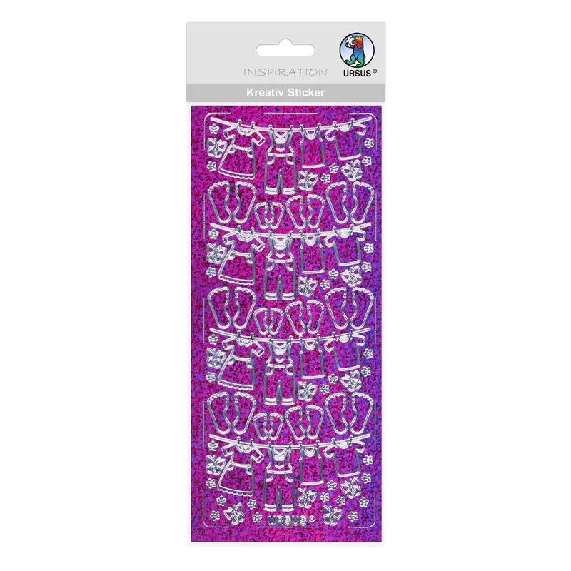Hologramm Sticker "Wäscheleine" pink