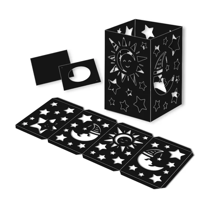 Laternenpackung "Sonne, Mond & Sterne" schwarz