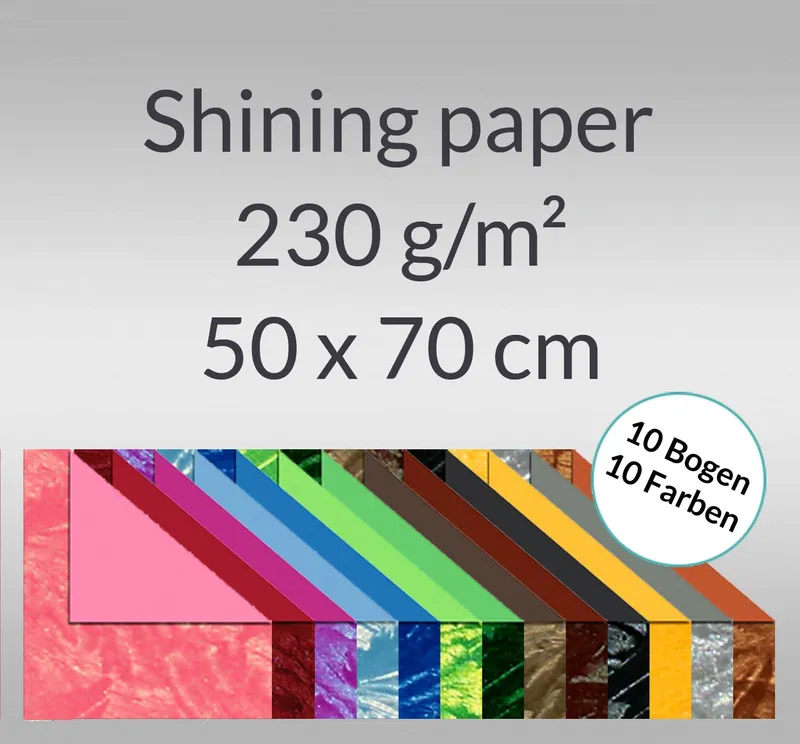 Shining paper 50 x 70 cm - 10 Bogen sortiert