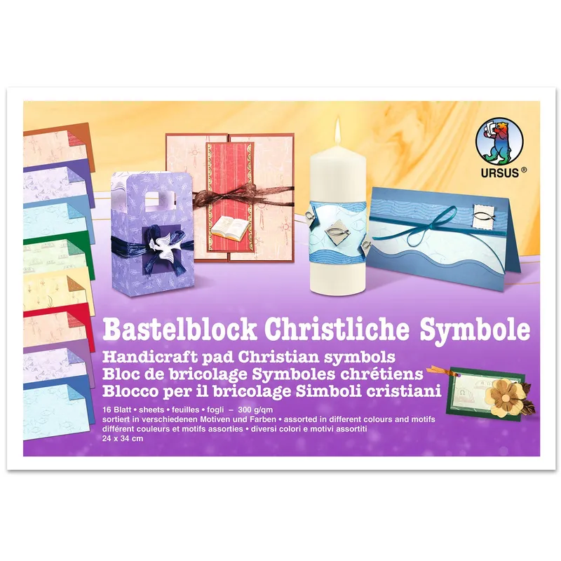 Bastelblock "Christliche Symbole" 24 x 34 cm - 16 Blatt
