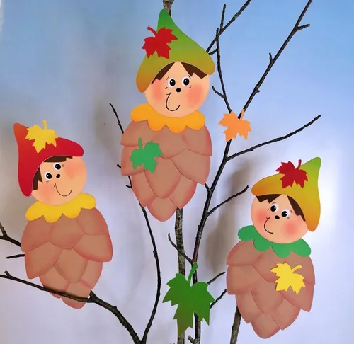 3 Wald-Wichtel aus Bastelpapier
