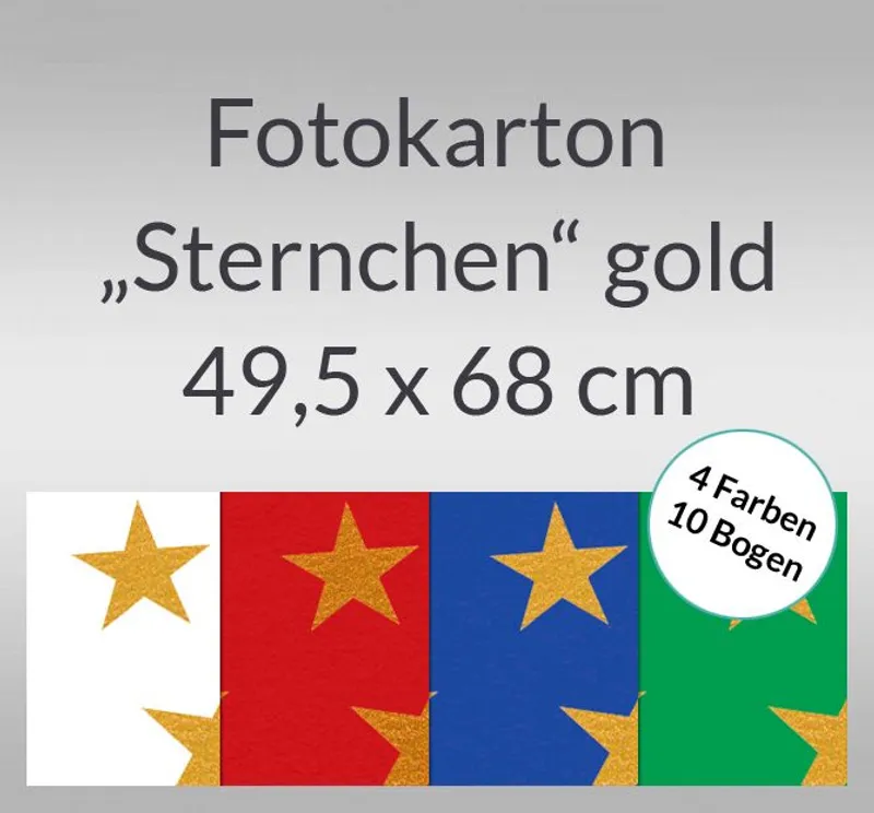 Fotokarton "Sternchen" gold 49,5 x 68 cm - 10 Bogen sortiert