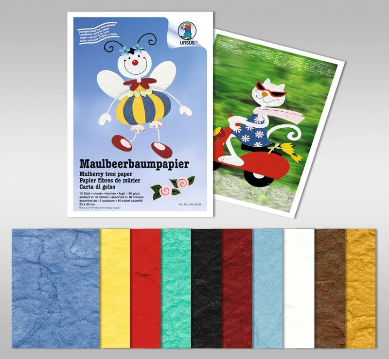 Maulbeerbaumpapier 80 g/qm - 10 Blatt sortiert