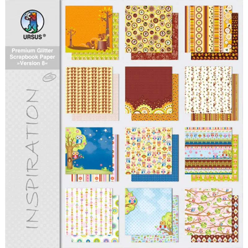 Scrapbooking Papier Block "Version 8" - 12 Blatt sortiert