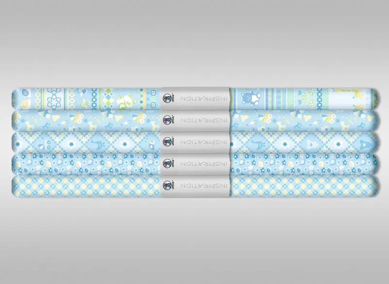 Transparentpapier "Baby" blau 50 x 61 cm - 5 Rollen sortiert