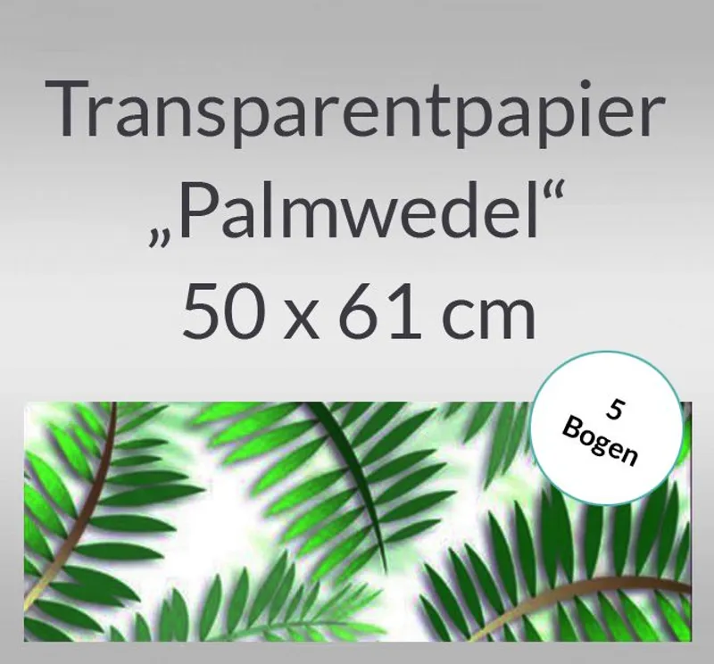 Transparentpapier "Palmwedel" 50 x 61 cm - 5 Bogen