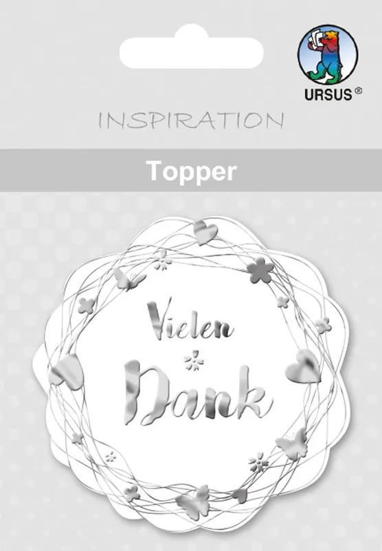 Topper "Vielen Dank" weiß/silber - Motiv 21