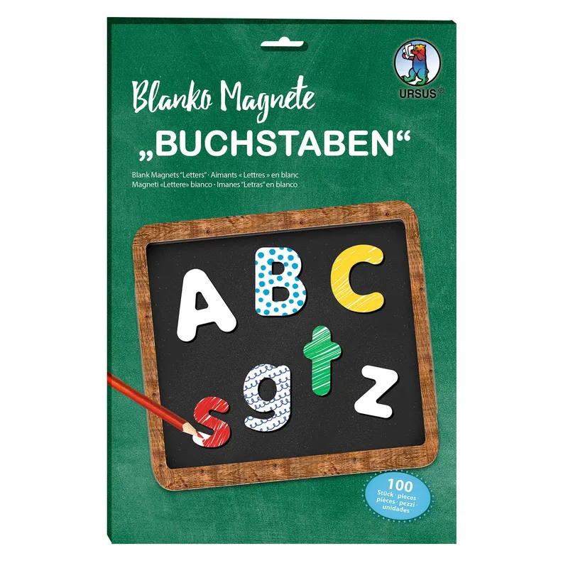 Blanko Magnete „Buchstaben“, 100 Stück