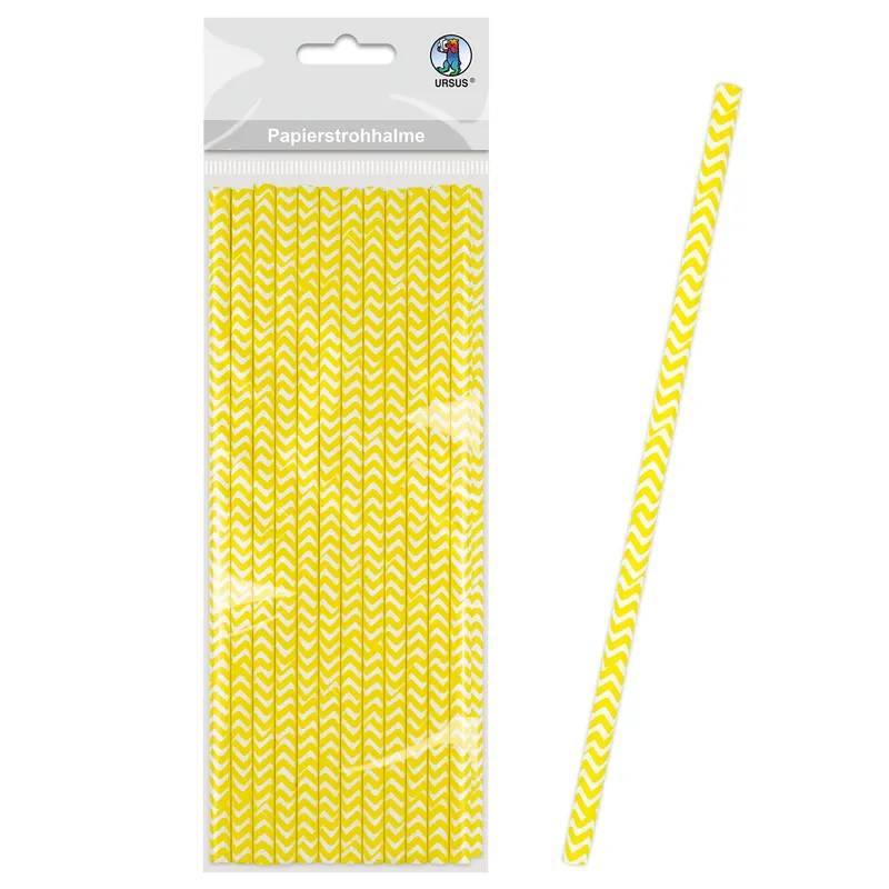 Papierstrohhalme "Chevron" klein ø 0,6 cm - 24 Stück