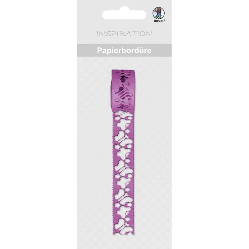 Papierbordüren 200 cm lang, Motiv 15 Schmetterlinge pink