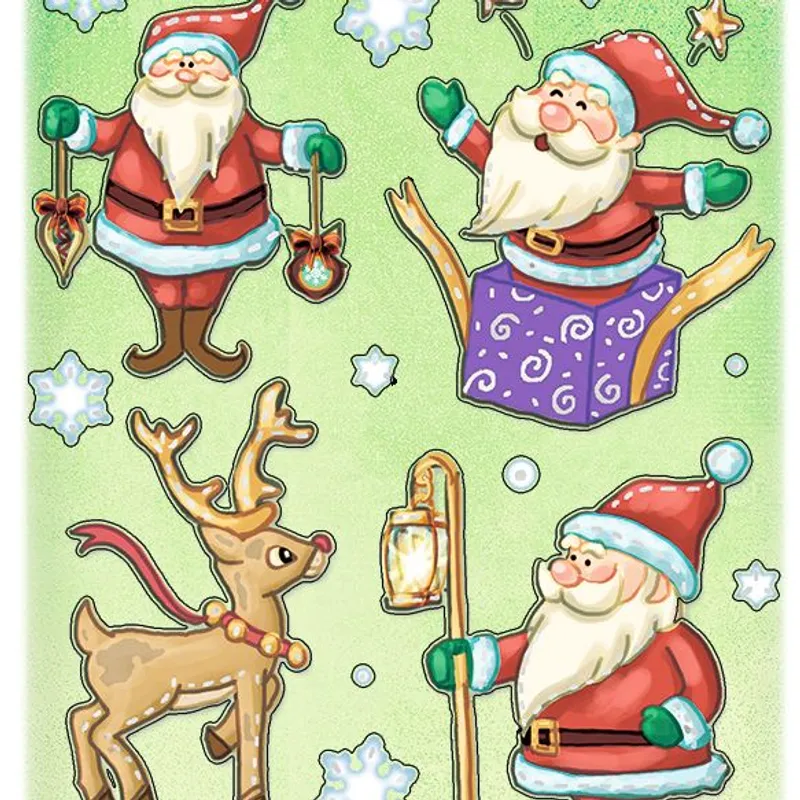 Pop-Up Sticker Weihnachtszeit, 6 Sticker-Bögen mit verschiedenen Motiven sortiert, mit Folienveredel