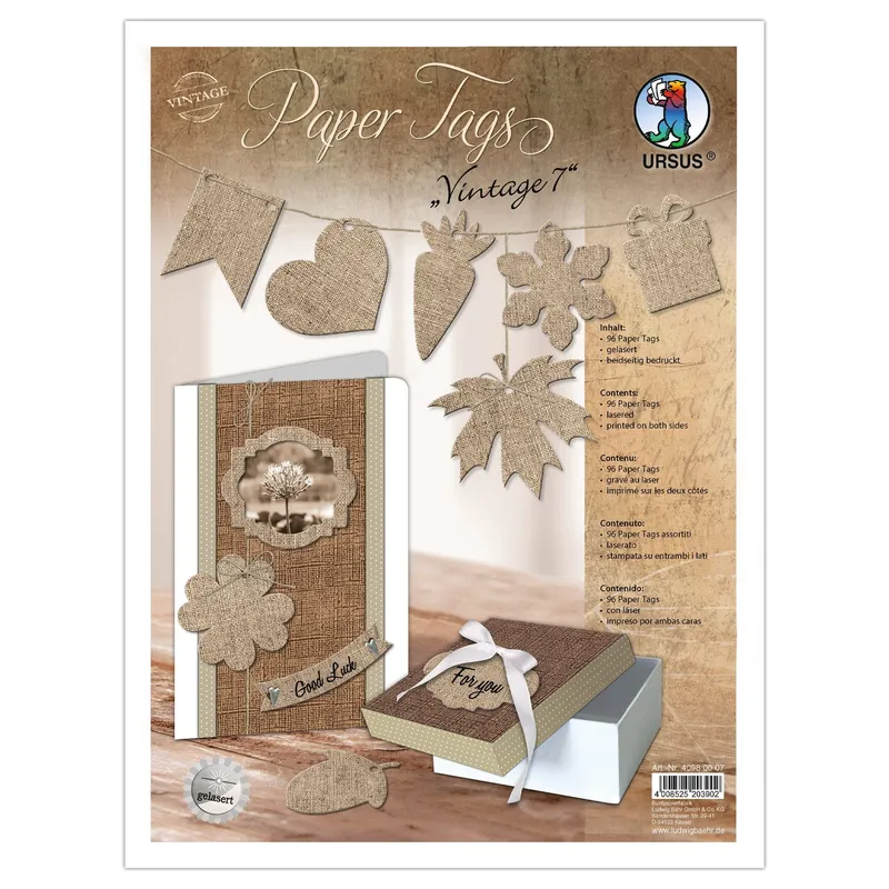 Paper Tags "Vintage 7" Leinen