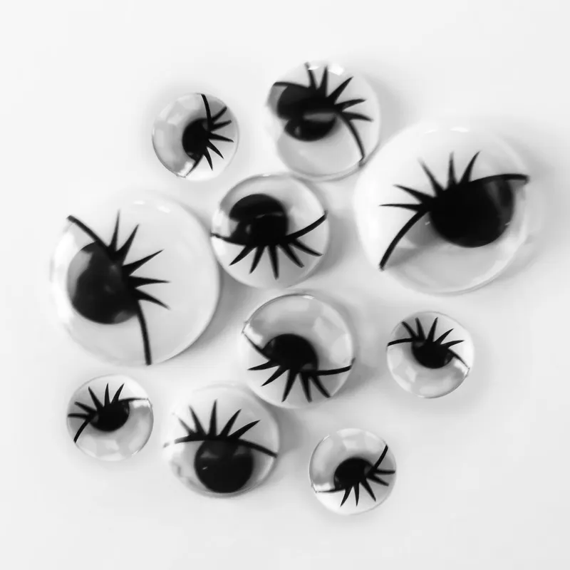 Wackelaugen rund mit Wimpern - 10 Stück sortiert