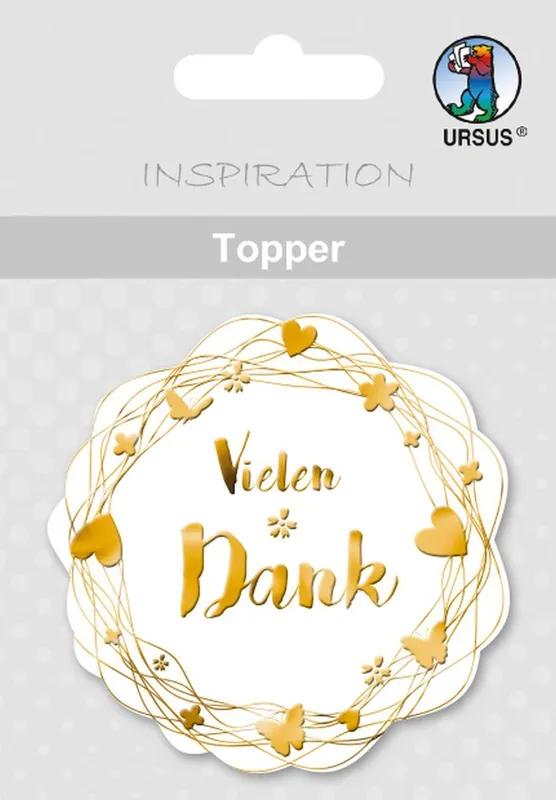 Topper "Vielen Dank" weiß/gold - Motiv 21
