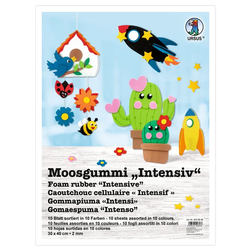 Moosgummi 2 mm - 10 Blatt sortiert