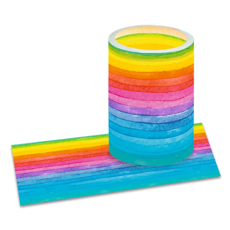 Laternenzuschnitte Regenbogen Streifen, 25 Zuschnitte aus Transparentpapier