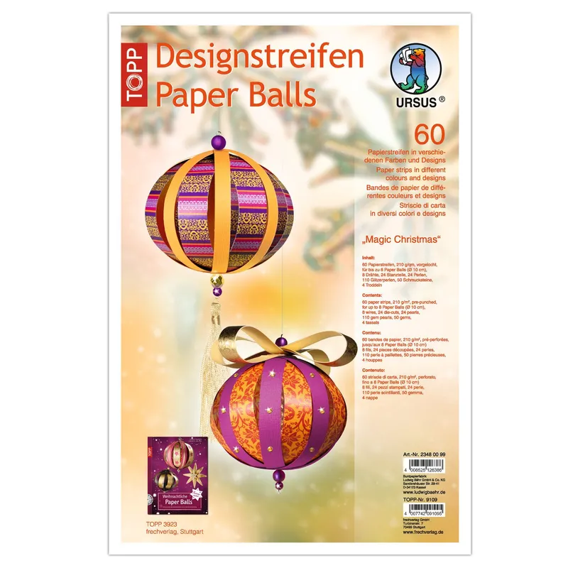 Designstreifen Paper Balls "Magic Christmas"