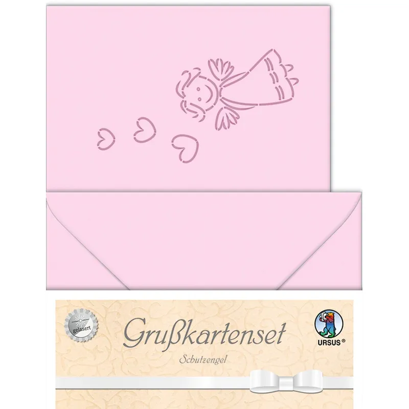 Grußkarten "gelasert" Schutzengel rosa - 5 Karten