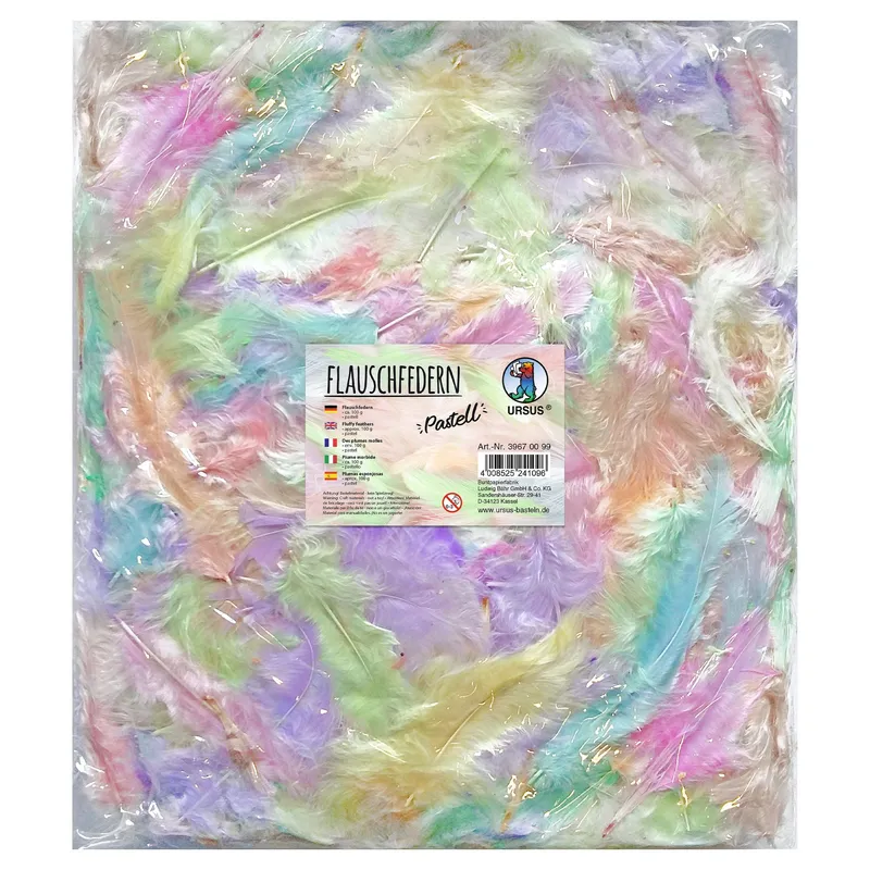 Flauschfedern, 100 Gr. Pastell