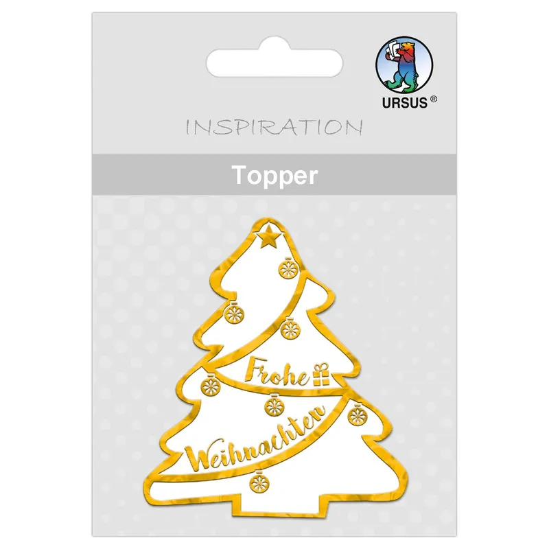 Topper "Weihnachtsbaum" weiß/gold - Motiv 32