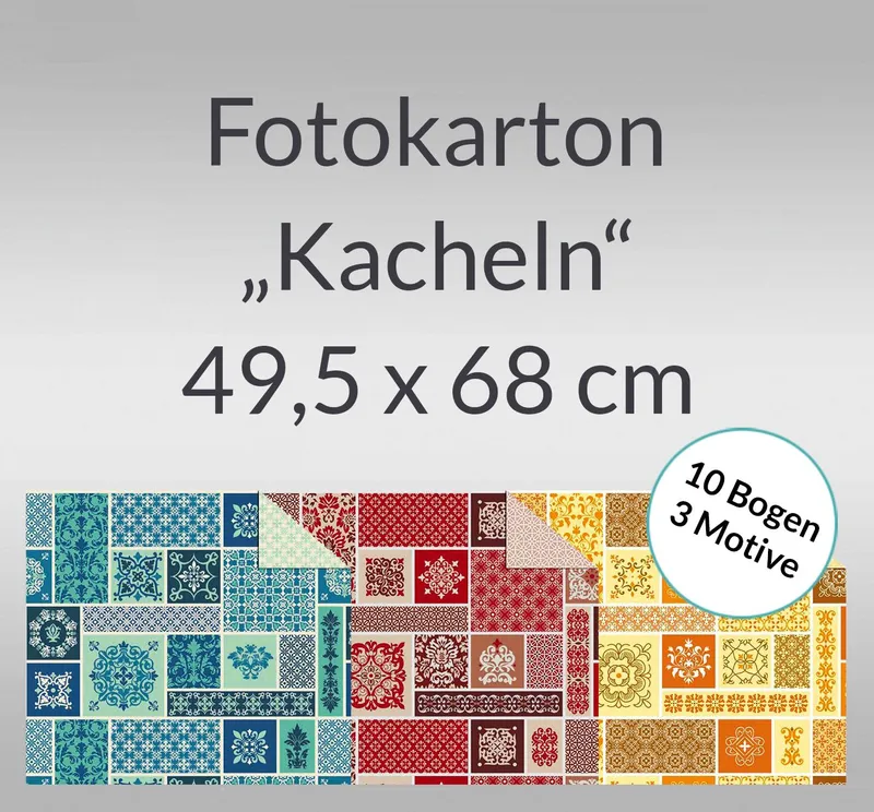 Fotokarton "Kacheln" 49,5 x 68 cm - 10 Bogen sortiert
