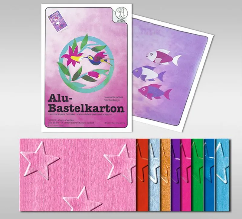 Alu-Sternchenkarton 50 x 70 cm - 10 Bogen sortiert